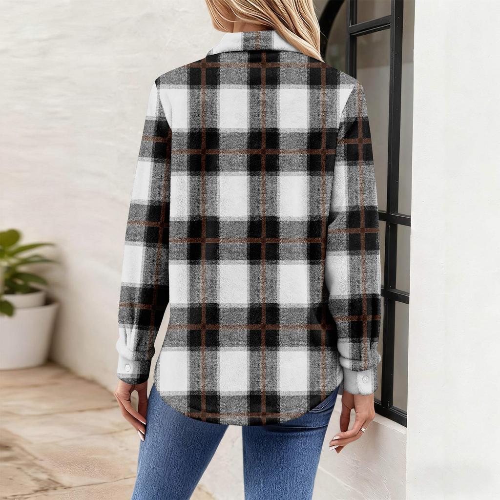 Женская рубашка-блузка с принтом и пуговицами, длинный рукав, повседневный базовый рубашечный воротник, обычный топ