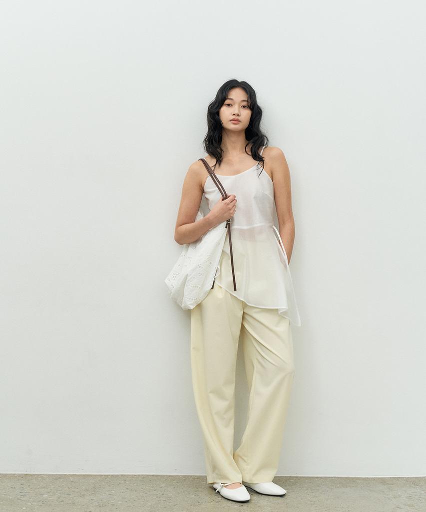 MAKE A TOAST Double-Pleated Curve Pants Light Yellow Mbespa002Ly