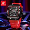 OLEVS 3608    Classic Man Wrist Watch  Wrist  Watches Men Wrist Flywheel design Skeleton Quartz Watch