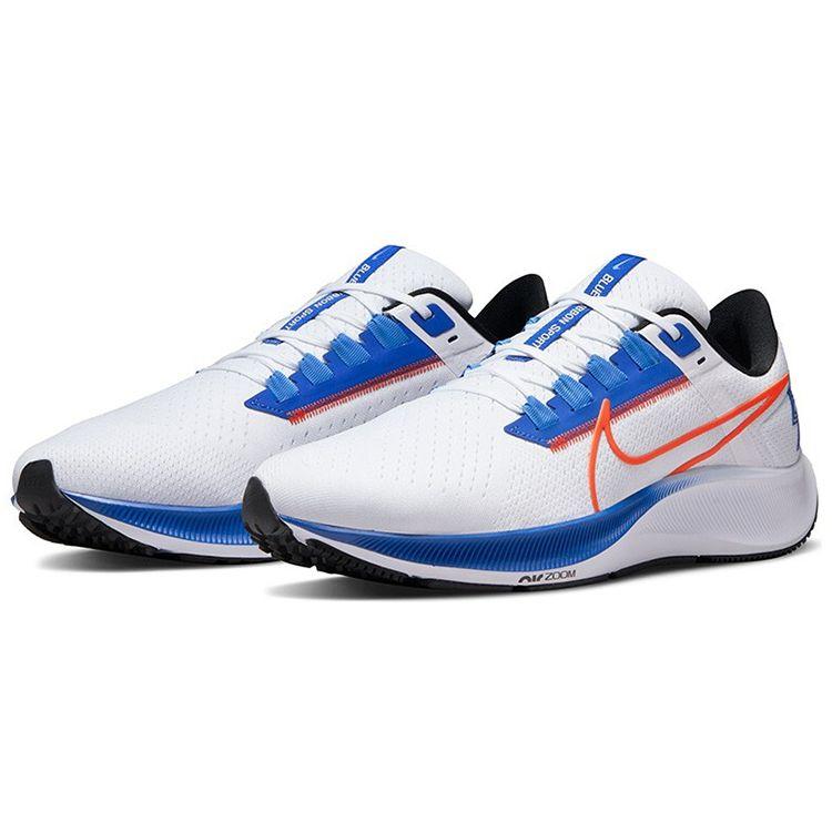 Nike Мужские кроссовки Air Zoom Pegasus 38 Белый Game Royal Синий University-Blue Оранжевый Rush-Orange DQ8575-100