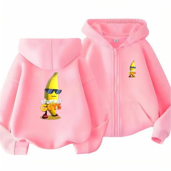 Zipper Style Children's Clothes Long Sleeve Hoodie Pink Coat Girls Boy 3-12Yrs Leisure Sweatshirt Toddle Stumble Guys Game