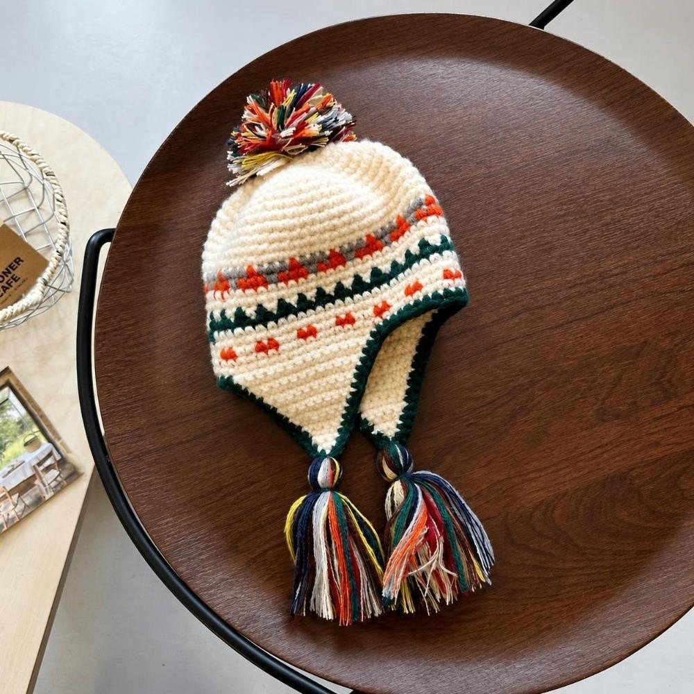 Tassel Design Knitted Hats Cold Proof Ear Protection Caps Fashion Children's Hats Winter