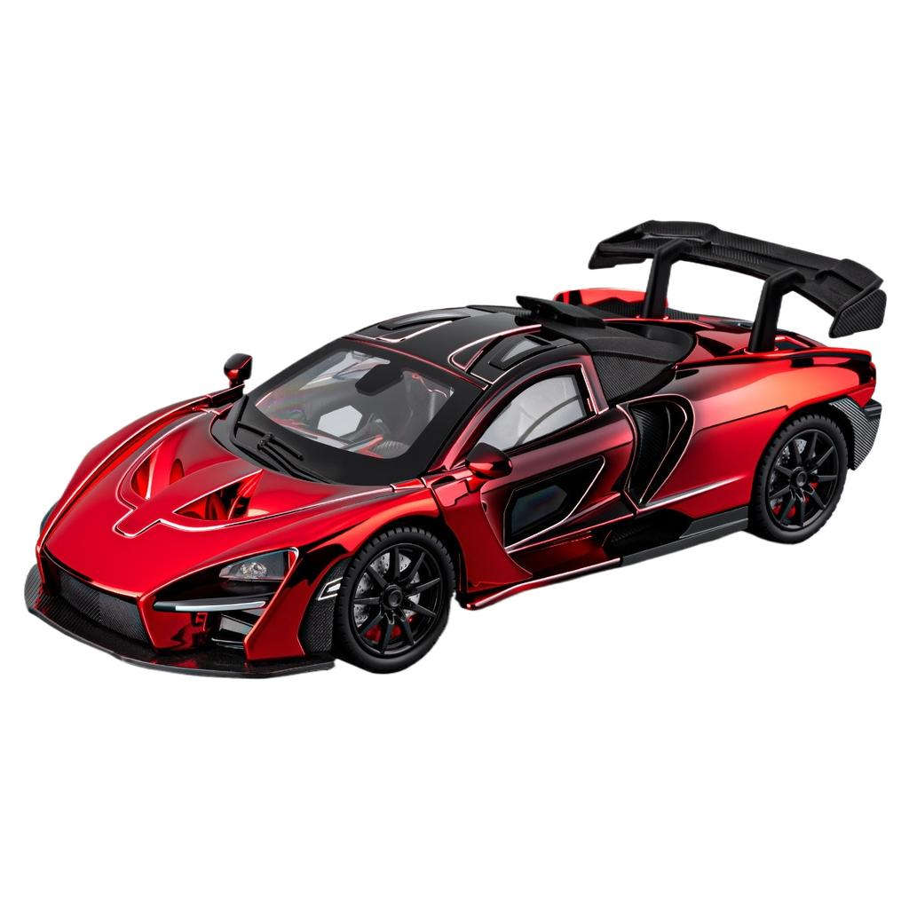 1/24 McLaren Посеребренная версия Senna Металлическая модель автомобиля С оттяжкой Детская забавная игрушка Интерактивный автомобиль для родителей и детей