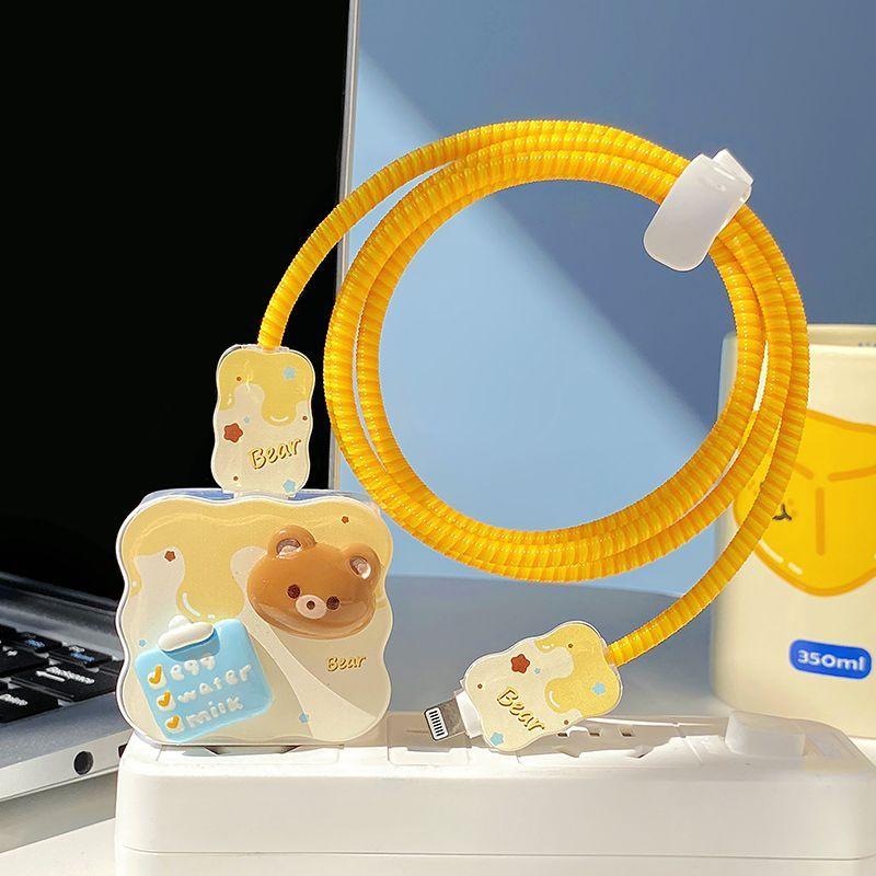 Защитный чехол для зарядного устройства Cute Honey Cheese Bear Image для iPhone 14promax, противовзломное зарядное устройство с 15 13 11 18/20 Вт