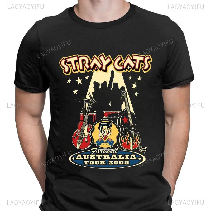 Stray Cats Рок Классические Футболки Американская Рокабилли Группа Фанат Хипстер Уличная Мода Дышащая Мальчик Девочка Мужчины Женщины Хлопковая Футболка
