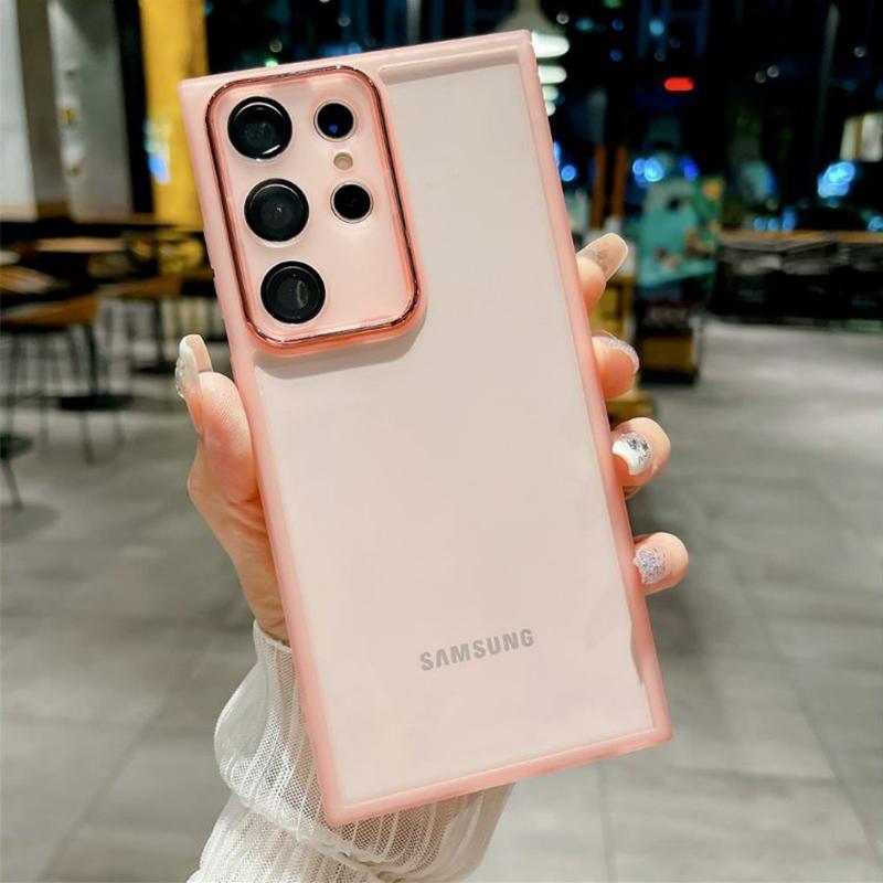 Прозрачный силиконовый чехол для Samsung Galaxy S25 S24 S23 Ultra S22 Plus S21 S20 FE A04S A05 A05S A06 A51 A71 A55 A54 со стеклянной защитной пленкой для объектива