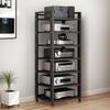 Media Audio Tower Cabinet Height Adjustable Shelves Stereo Cabinet Shelf Rack Tower with Wheels for Living Room Bedroom Office