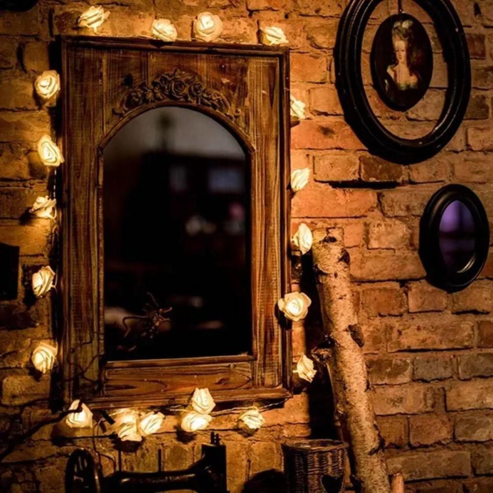 Искусственный цветок светодиодная роза цветок гирлянда атмосфера декоративная лампа для свадьбы