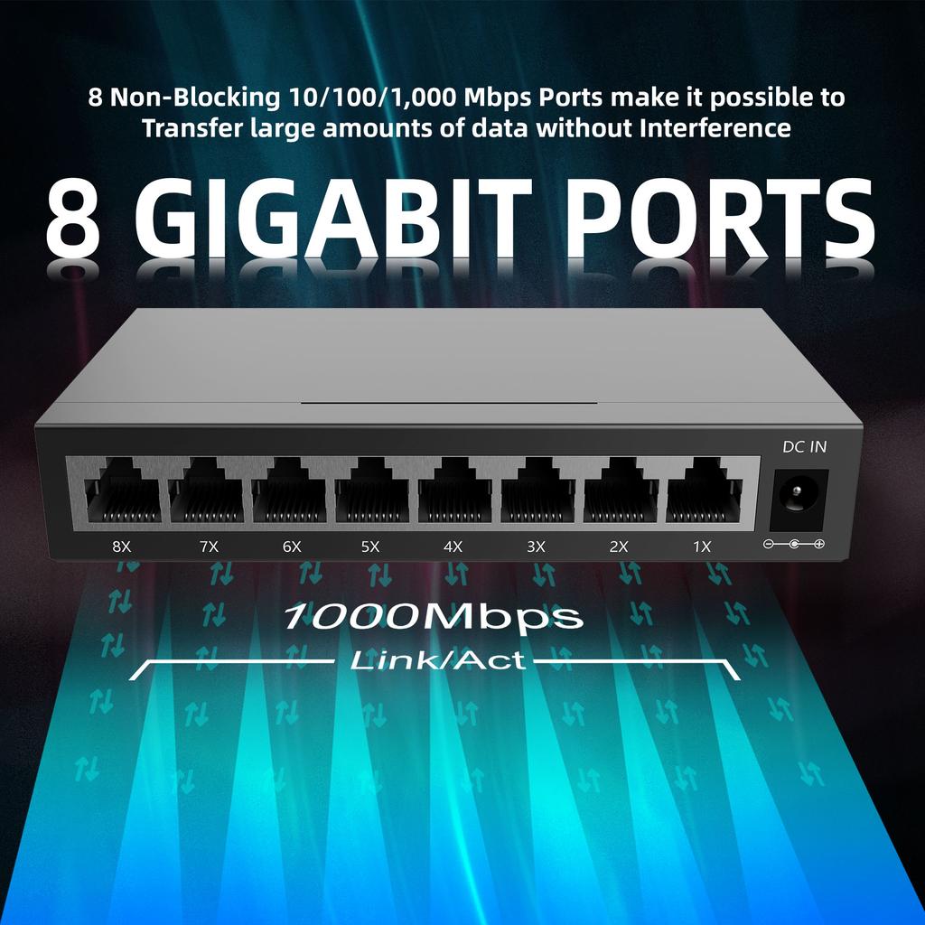 5/8 портов Гигабитный Ethernet-коммутатор 10/100/1000 Мбит/с Интернет-разветвитель Сетевой хаб , RJ45-хаб Авто MDI/MDI-X Коммутатор Неуправляемый