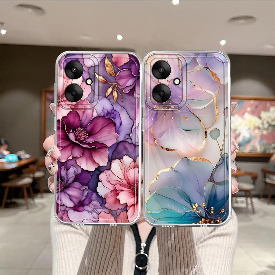 Чехол для Xiaomi Poco X3 NFC X3 Pro Мягкая накладка Красивый Цветочный Мрамор