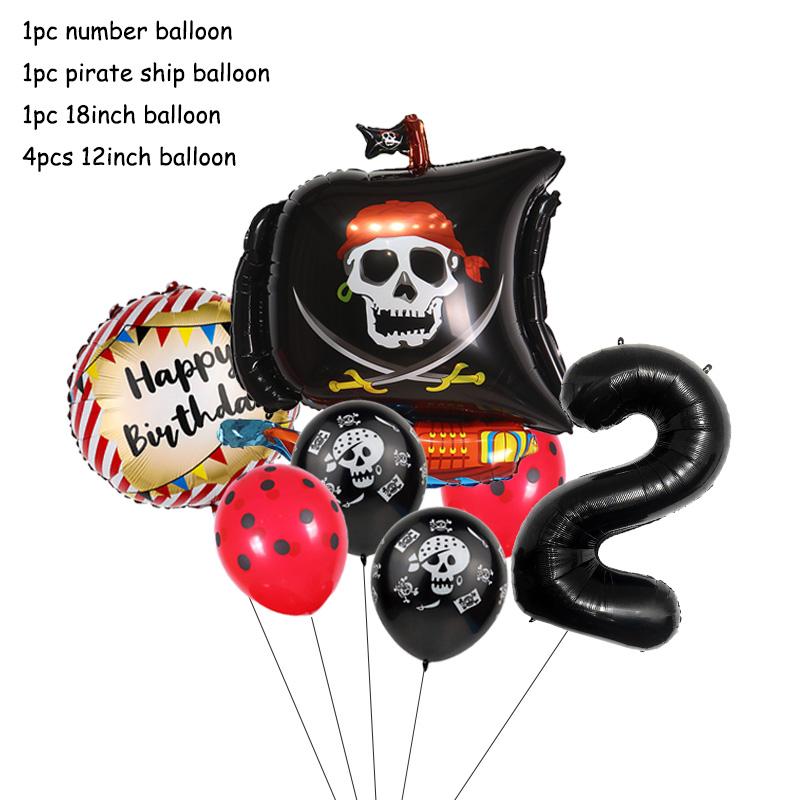 Пиратская тематика Мультяшные украшения Одноразовая посуда Бумажные тарелки Чашки Воздушные шары Детские сувениры День рождения День рождения Baby Shower Supplie