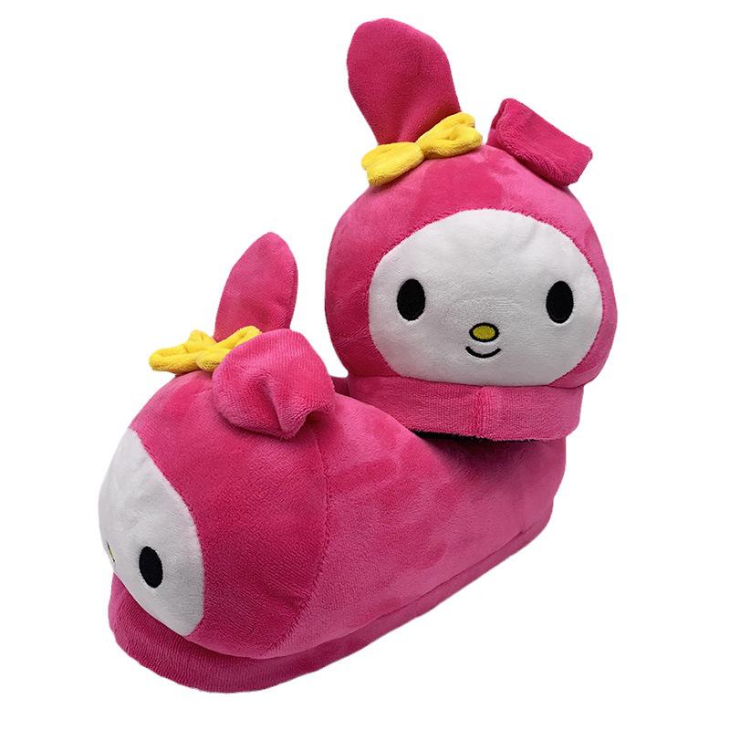 Женские зимние плюшевые тапочки My Melody & Kuromi - Нескользящие, Мультяшные хлопковые домашние тапочки