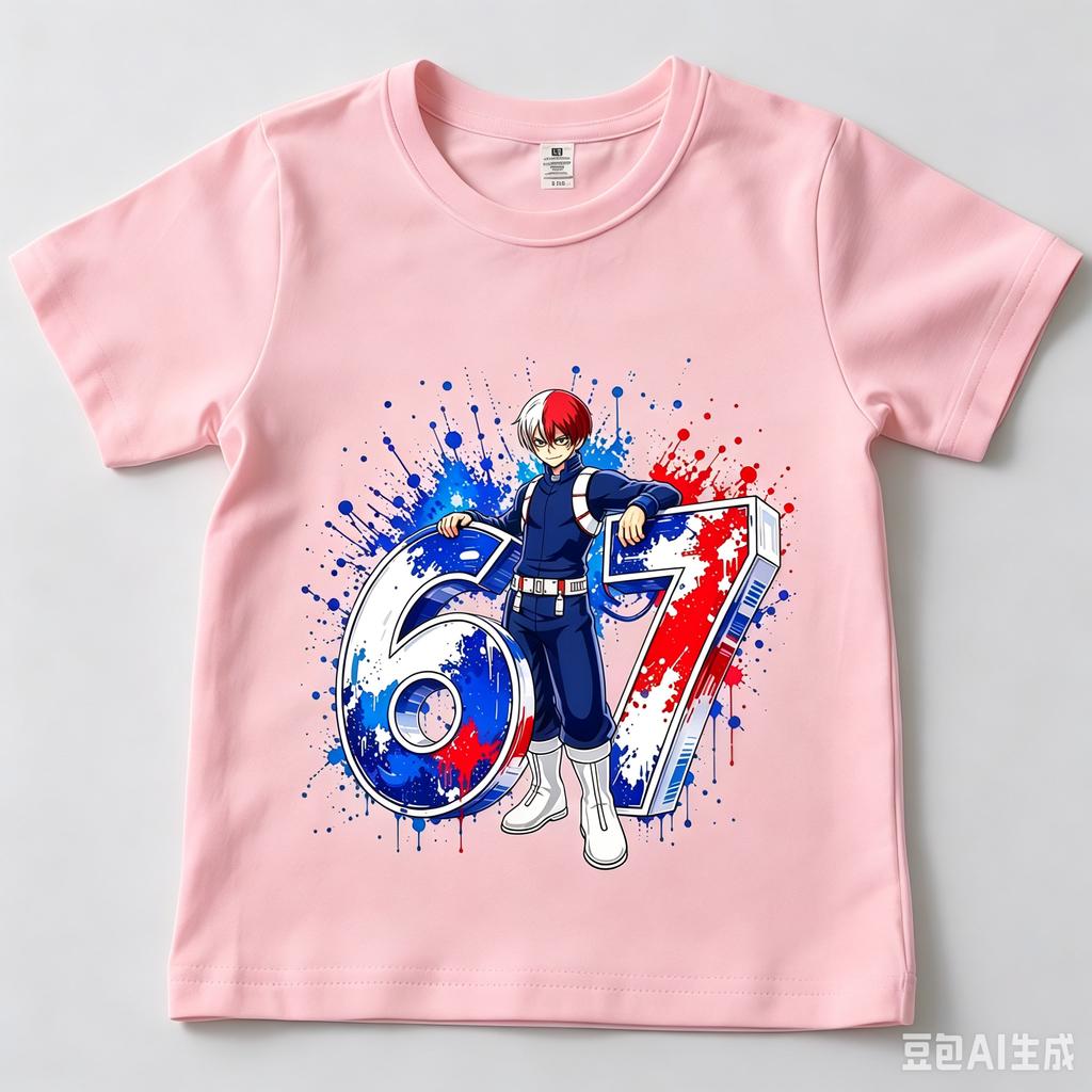 My Hero Academia Shoto Todoroki 67 Printed Kids Cotton T Shirt Casual Daily Wear for Children and Teen Boys Girls