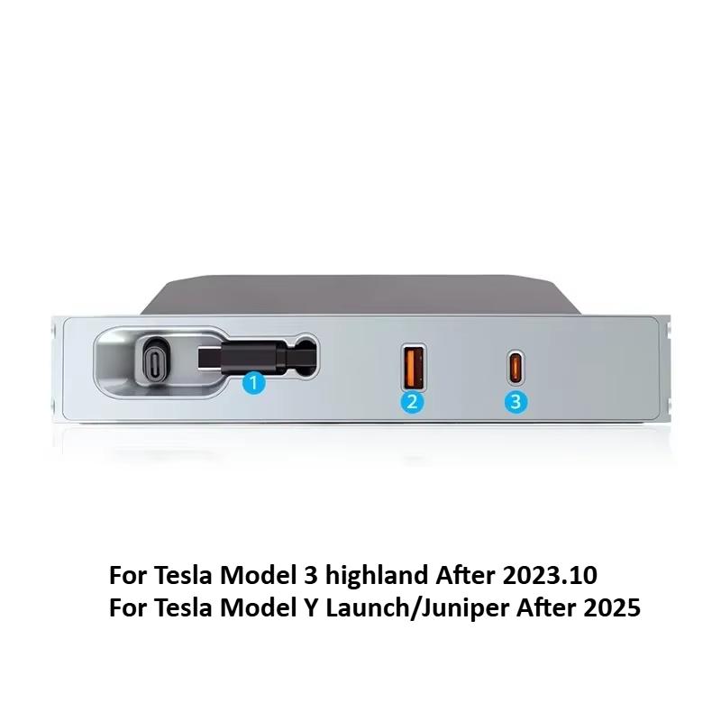 Док-станция для Tesla Model Y Juniper Model 3 Highland USB-хаб Специальная док-станция 80 Вт PD Type C Быстрая зарядка Расширение
