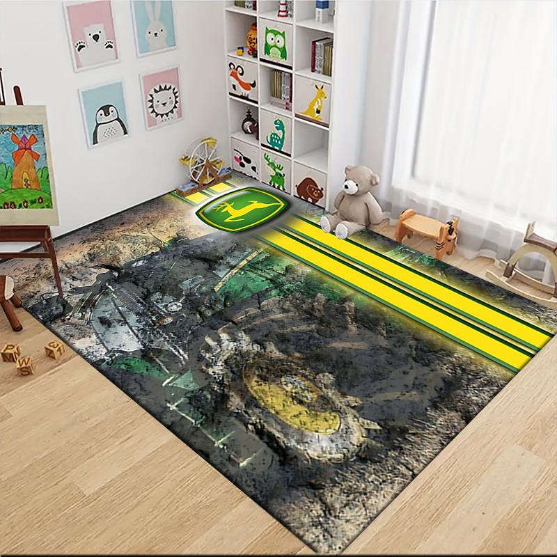 John Deere Tractor Adventure Carpet Rug Soft Washable Antislip Home Living Room Sofa Mats Personalized Christmas Rug