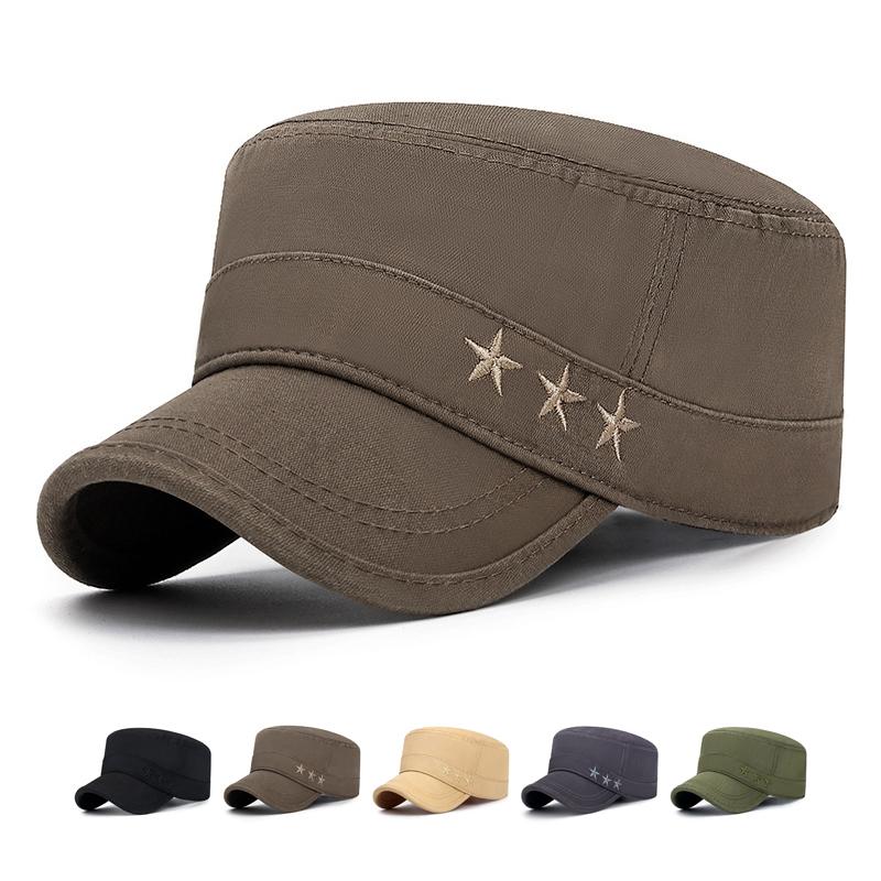 Cotton Military Caps for Men Hat Spring Autumn Embroidery Outdoor Flat Cap Trucker Snapback Baseball Cap Visors Hat Four Seasons