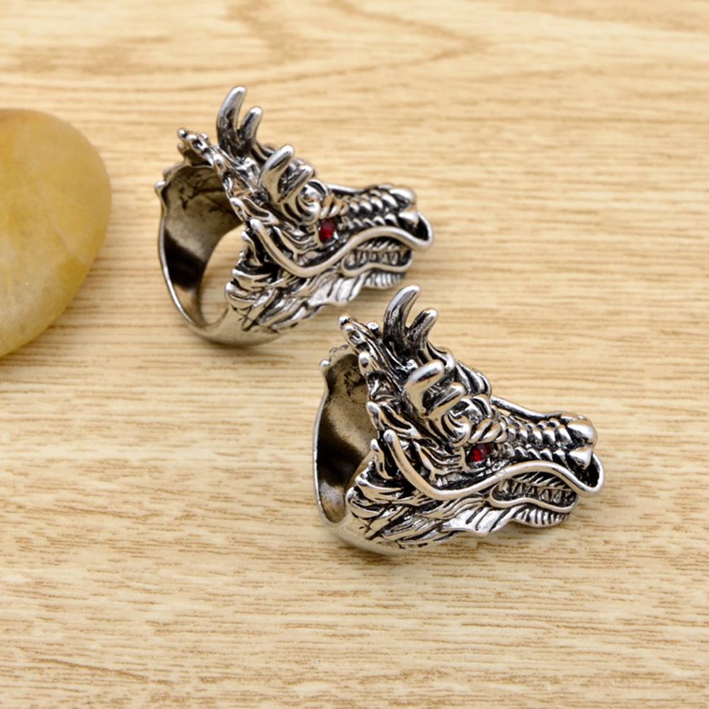 Панк-мужское кольцо с кубическим цирконием, инкрустированное резной головой дракона, кольцо на палец, вечерние ювелирные аксессуары, подарки