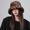 Панама в корейском стиле с леопардовым принтом, ветрозащитная, пушистая, шляпа рыбака, для улицы