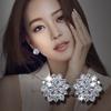 Korean Earrings for Women with Simple Zircon Flowers Exaggerated Large Earrings Japanese and Korean Anti Allergic Earrings Luxurious Flowers