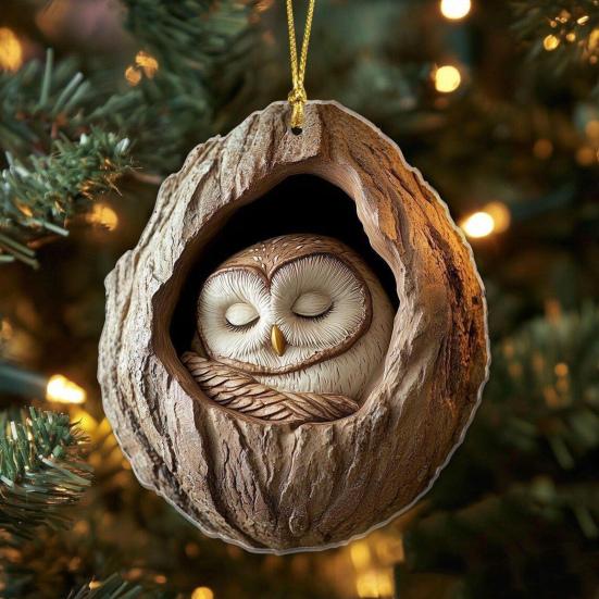 Животное Рождественское Украшение 2D Плоское Лесное Животное Украшение на Рождественскую Елку Акриловая Подвеска Лесной Кулон