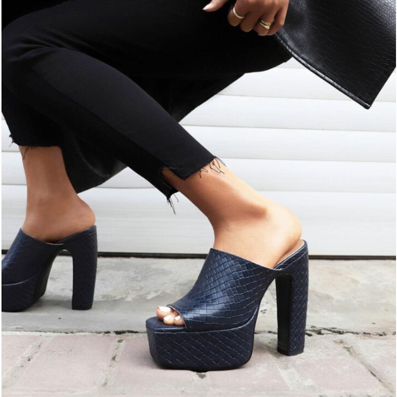 Sexy High Heels Sandal Women Slippers Platform Summer Slides Mules Shoes Leather Black White Red Sandals Zapatos Mujer