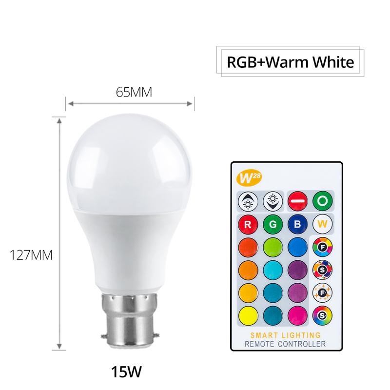 Светодиодная лампа E27 B22 RGB светодиодная лампа 15 Вт 10 Вт 5 Вт RGBW с регулируемой яркостью ампулы светодиодные умные фонари для украшения дома к празднику с дистанционным управлением