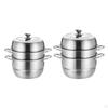 Stainless Steel Steamer Pot with Lid Cookware for Vegetable Fishing Kitchen 26cm