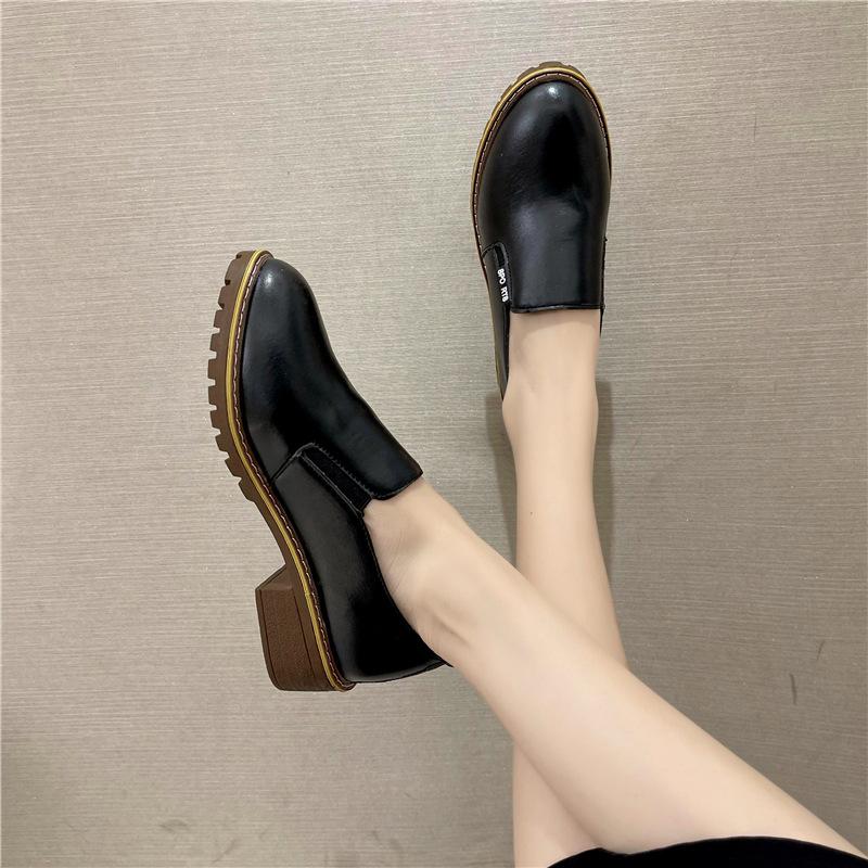Мягкие кожаные лоферы с низкой посадкой, повседневные туфли со средним каблуком - Женская обувь