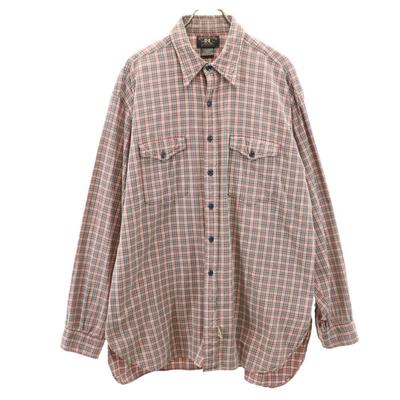 RRL 90-е годы Старый ярлык с инициалами красный 3 звезды Рубашка в клетку с длинным рукавом RALPH LAUREN Мужская Б/У