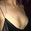 European And American Sexy Fashion Beach Simple Body Chain Necklace Women'S Flash Diamond Cross Pendant Chest Chain Accessories
