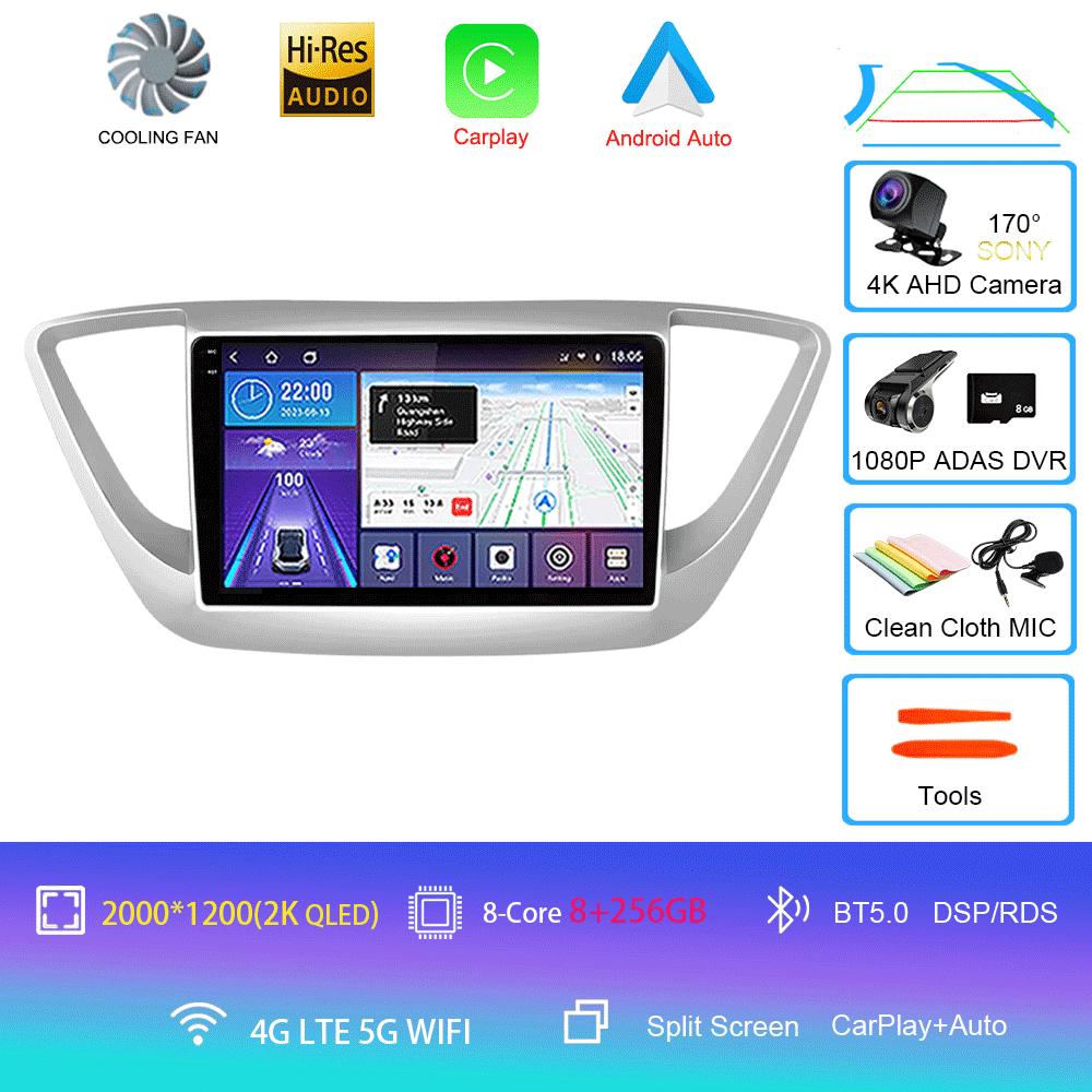 Android 14 Carplay Auto Car Radio For Hyundai Solaris 2 2017 - 2020 GPS Recorder Multimedia video Player 4G+WiFi DSP 2 din dvd