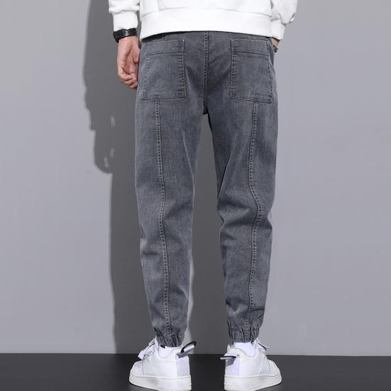 Осенне-весенние мужские брюки-карго, свободные брюки-карго с завязками на щиколотке и эластичной резинкой на талии, однотонные карманы, мягкие теплые мужские брюки до щиколотки