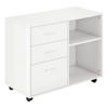 Office Cabinet for Printer Multifunctional Furniture with 3 Drawers Shelves and Wheels 80x40x65 Cm White