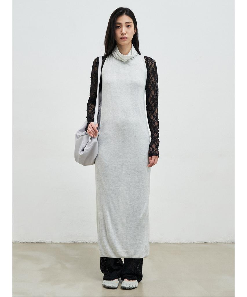Anggae Twisted Back Knit Dress Gray