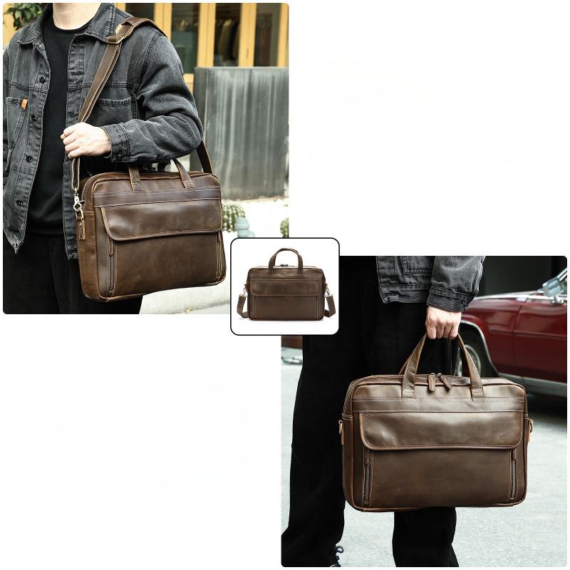 Мужской портфель из натуральной кожи, сумка для ноутбука из натуральной кожи Crazy Horse, сумка через плечо