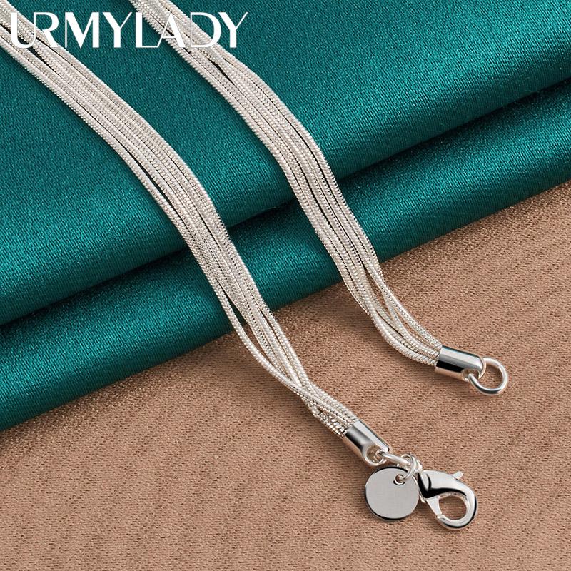 URMYLADY 925 стерлингового серебра пять бабочек кулон змея цепи ожерелье для женщин модные ювелирные изделия