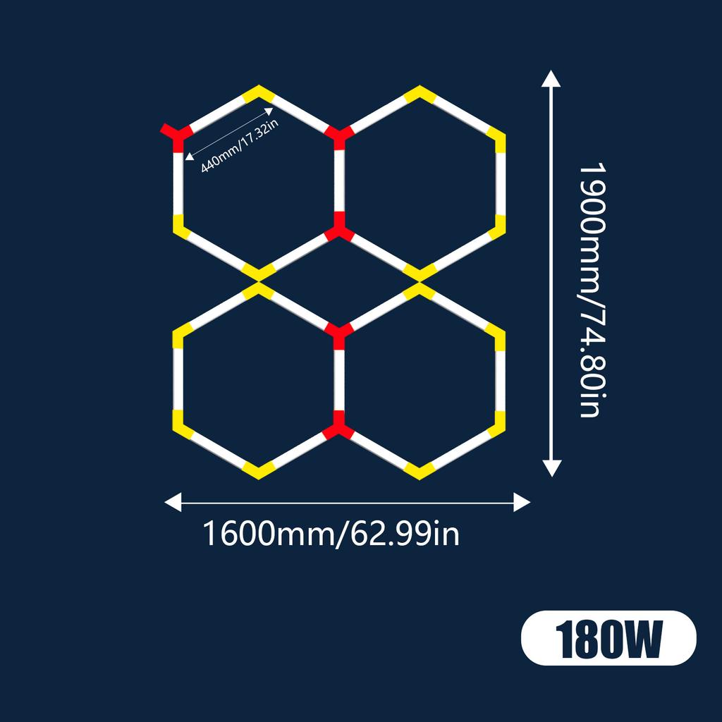 Гаражный свет Шестиугольные светильники лампа AC85V-265V Светодиодная трубка Сотовая потолочная подсветка Для авто Кузовной ремонт Светодиодная мастерская На заказ