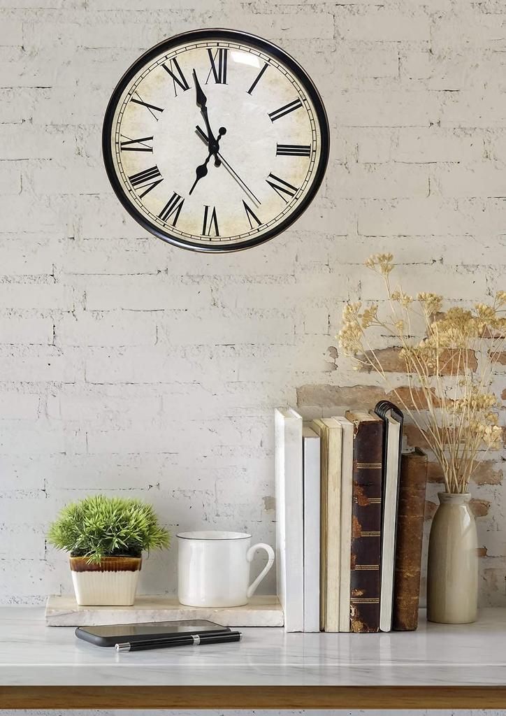 YRO Retro Wall Clock with Spherical Glass and Continuous Second and Stylish Interior Design Hand, Antique, Scandinavian, Classic, (Roman Numerals)