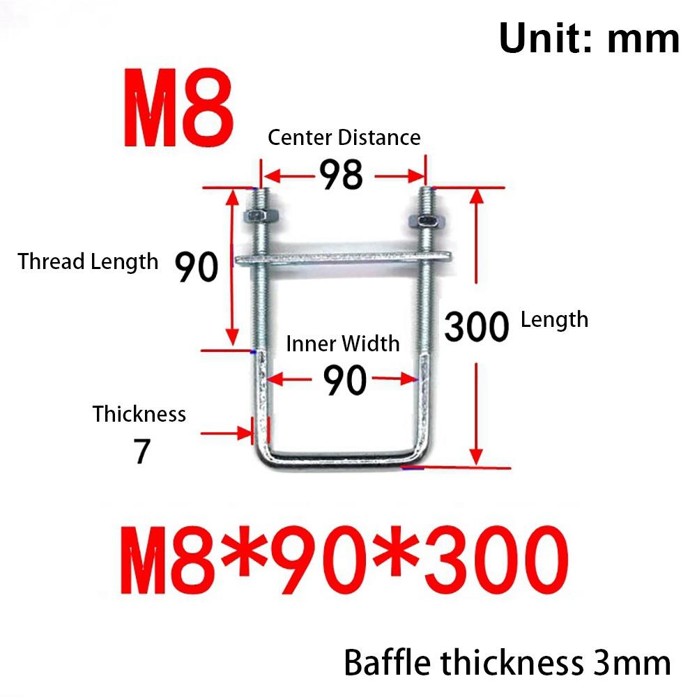 1 шт. с перегородкой U-образный хомут Оцинкованная углеродистая сталь Q235 Квадратный болт для квадратной трубы