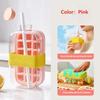 Ice Cube Tray Bottle With Lid No Touch No Spill Freezer Ice Tray With Straw Cable Tie Mold Reusable Food Grade Ices Maker Gadget
