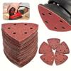 60pcs Triangular Sanding Pad Set for Detail Sanders - Red Fluff, 6-Hole Design for Woodworking And Metal Polishing Includes 60/80/120/180/240/320 Grit