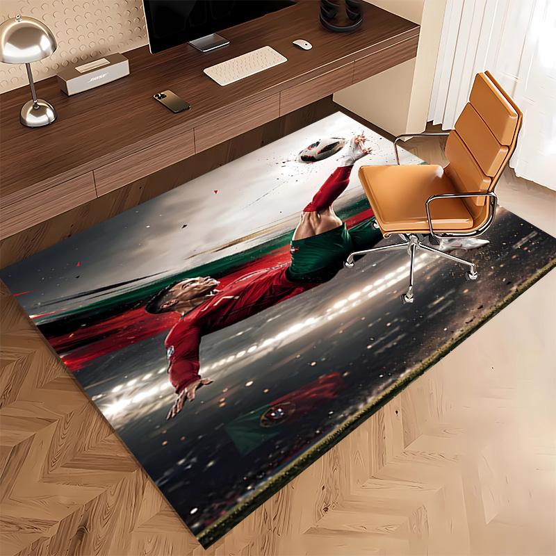 1pc Cristiano Ronaldo Print Area Rug - Soft, Washable Non-Slip Indoor Mat, Living Room, Home Office Decorative Rug,Office Decorative