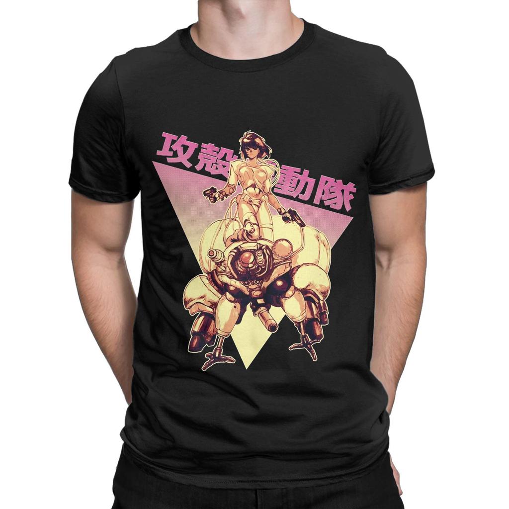 Ghost In the Shell Men's T Shirt Motoko Kusanagi Crazy Tee Shirt Short Sleeve O Neck T-Shirts Cotton Plus Size Clothing