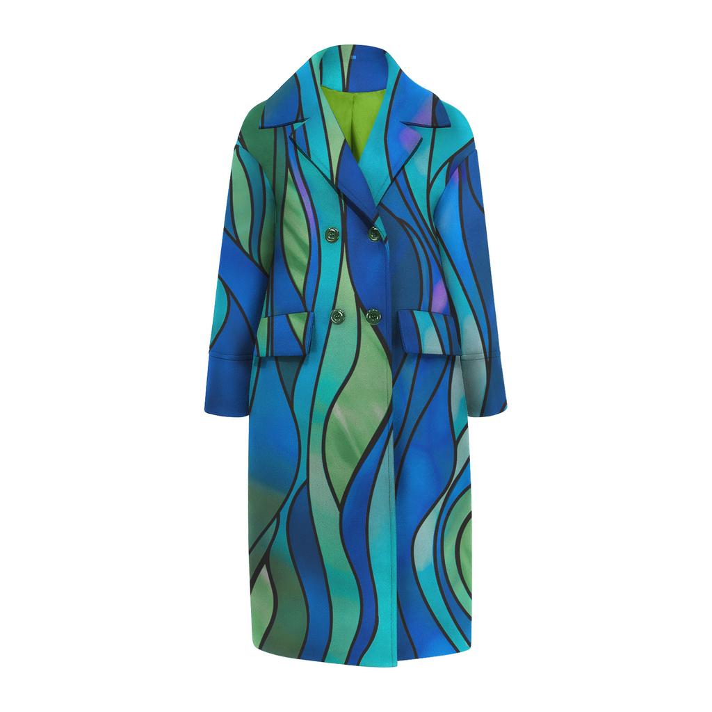 IHUASU Loose Winter Autumn Women's Tweed Jacket Warm Commuter Temperament Coat