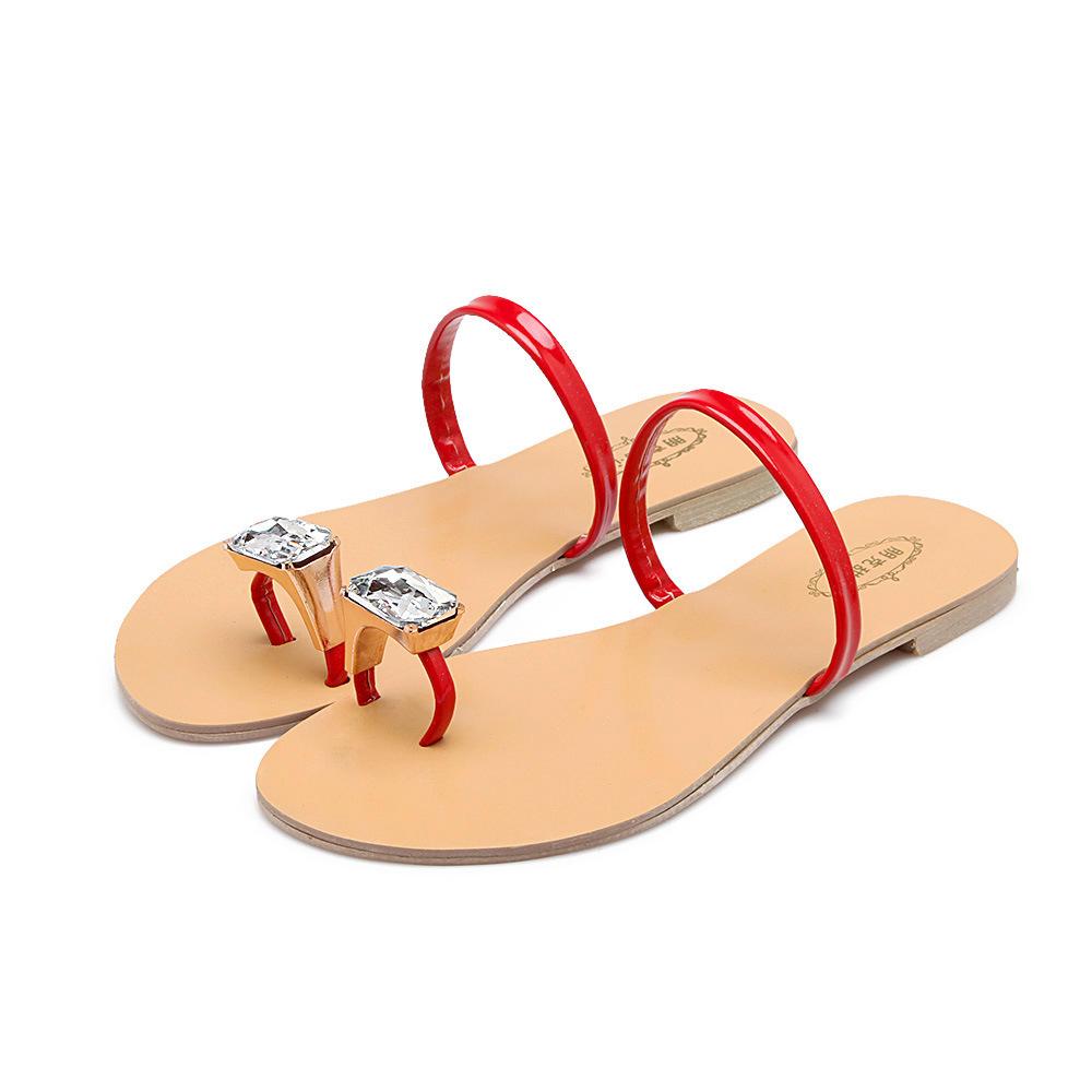 Тапочки для иностранных трансграничных перевозок, женские летние модные тапочки с круглым носком и ромбовидной подошвой, женские плоские тапочки