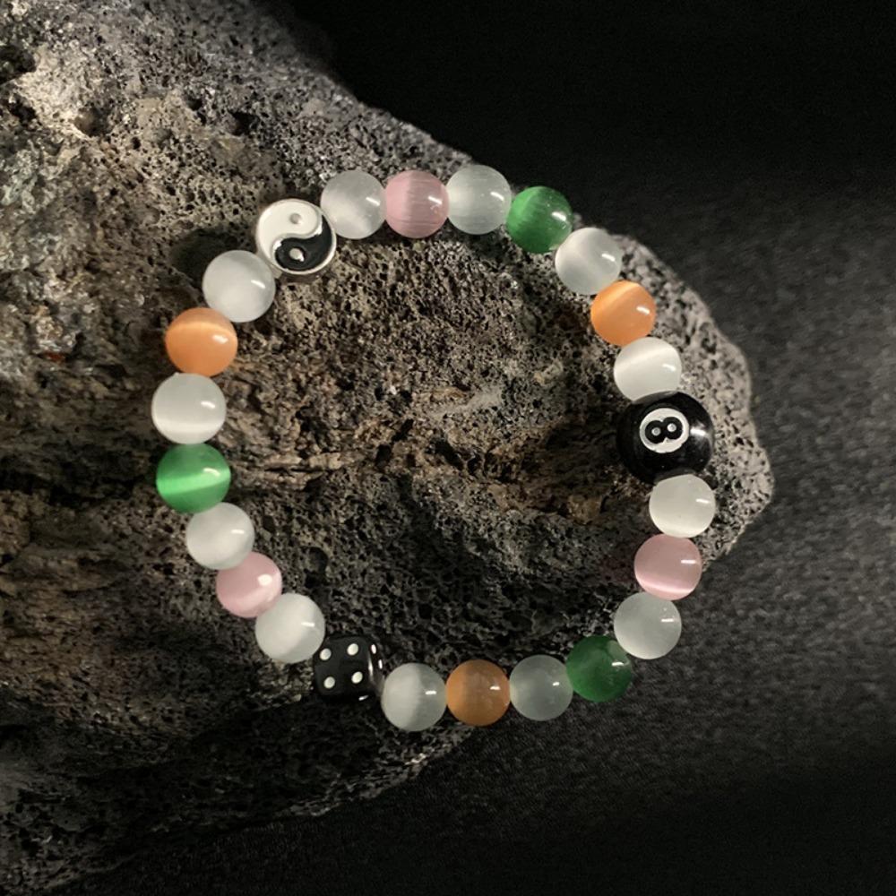 Obsidian Cross Bracelet Chinese Black Eight Billiard Bracelet Opal Beaded Student Party Bracelet