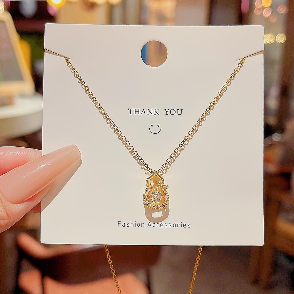 Ожерелье из титановой стали, женская счастливая тыква, ключичная цепочка, бьющееся сердце, простые и холодные разговоры о ветре, умный кулон, прилив