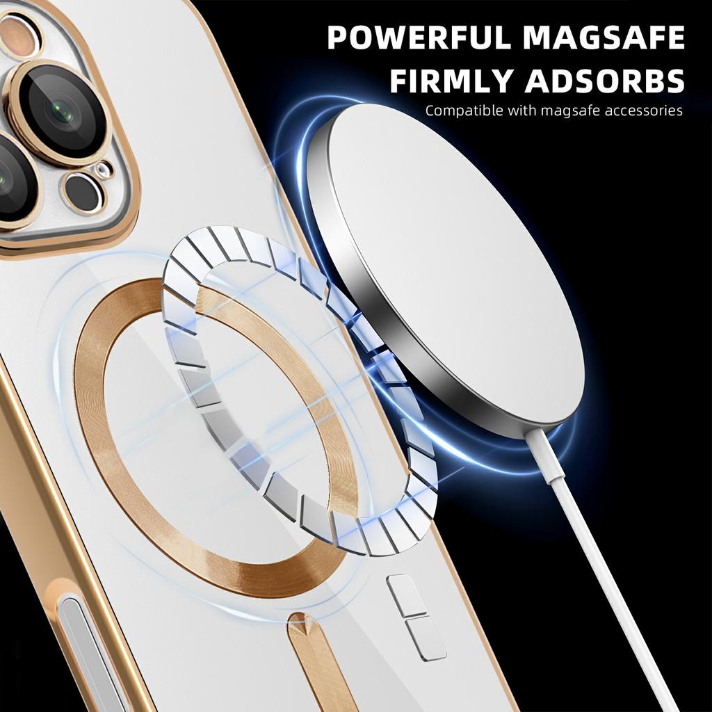 Для iPhone 16 Pro Max Чехол Совместимый с MagSafe ТПУ+ПК Прозрачная Задняя Крышка