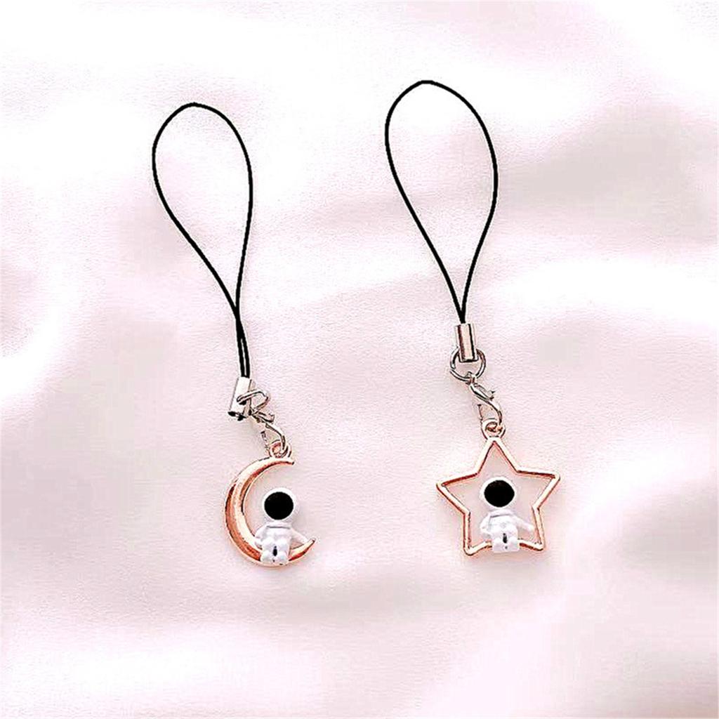 Creative Phone Lanyard Moon/Star Astronaut Keychain Adorable Cartoon Keyring Charm for Bags Stylish Phone Decoration