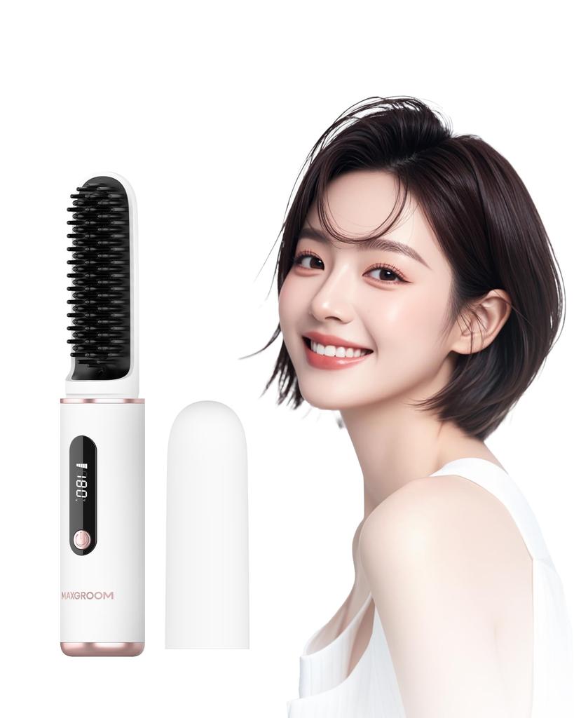 Cordless Heat Brush Straightener Temperature Adjustment Negative Ion LED Hair 4 Temperature 4500mAh Large Digital MCH USB Electric Hair Fast Includes